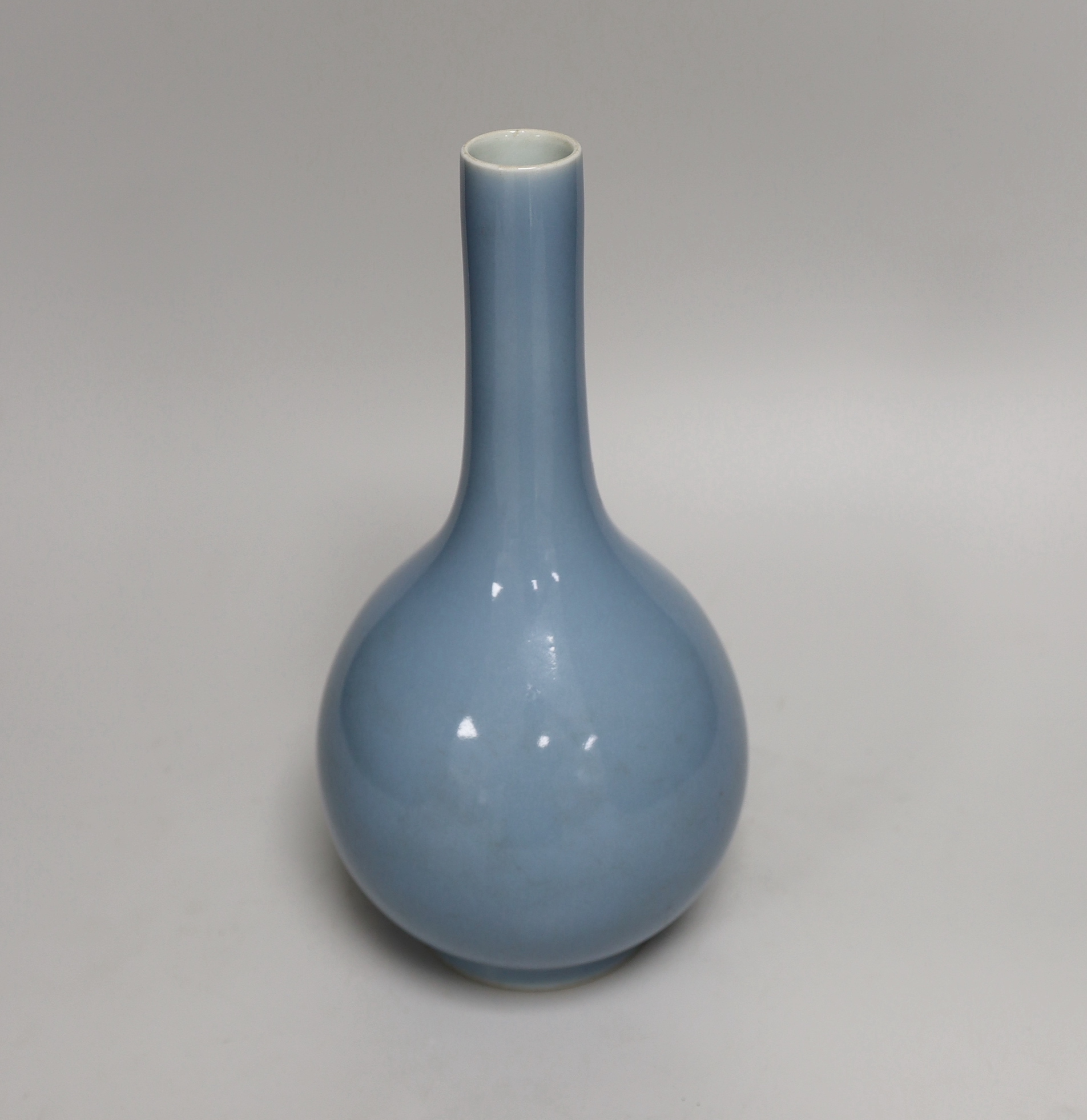 A Chinese Claire du lune glazed bottle vase, housed in a fitted case, 27cm high